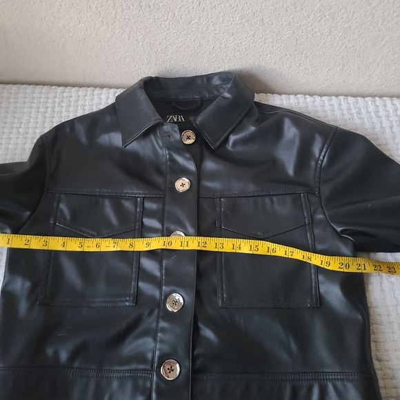 ZARA Black Faux Leather Jacket Women's Size S - Picture 8 of 10